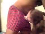 Interracial oral sex with a fat MILF