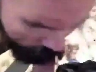 Daddy gives a facial in the woods