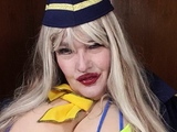 Sexy stewardess Susi pulling out tits