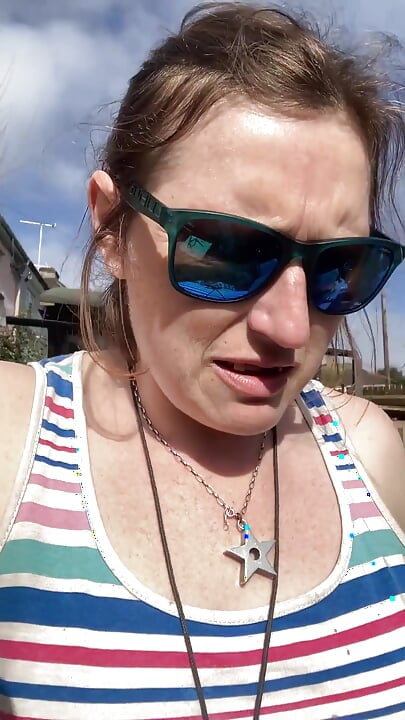 Squatting Over My Phone in My Exposed Garden, with Some Bonus Eating and Titty Play
